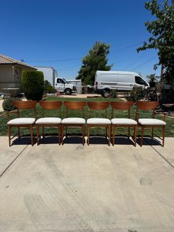Mid- Century Modern Walnut Wood Dining Chairs