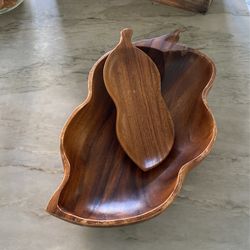 Monkeypod Wood Large Bowl And Small Tray