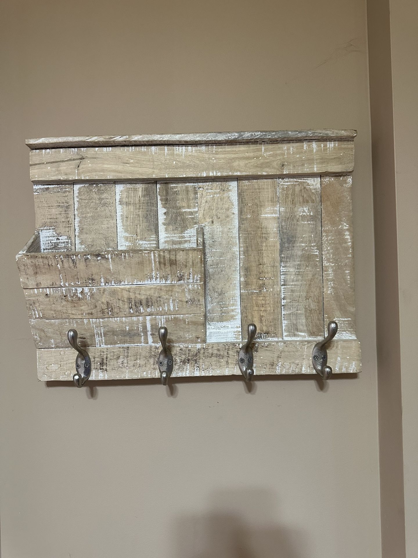 Rustic Wooden Entryway Coat Hanger/mail Holder