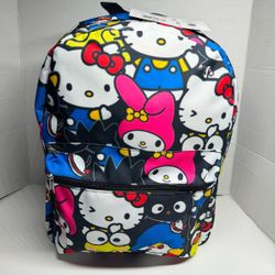 Sanrio Hello Kitty Allover Backpack 16" My Melody Kuromi Keroppi Tuxedo Sam Bookbag