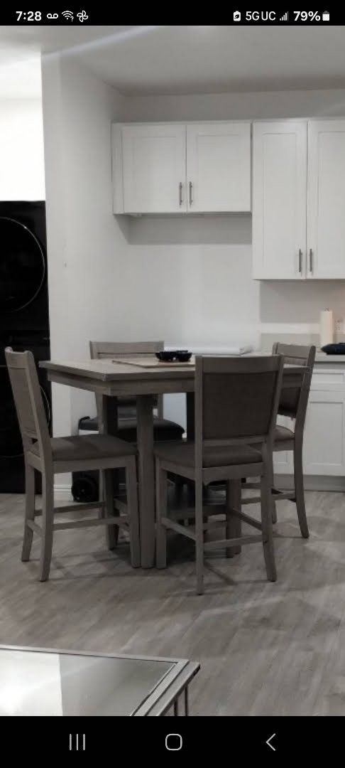 Gray Dining Table Set with 4 Chairs – Easy to Transport