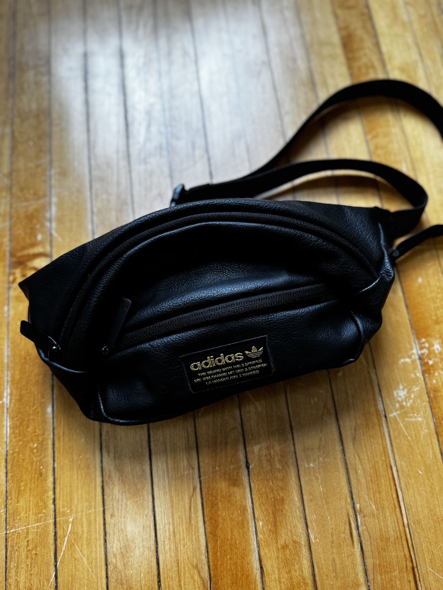 Adidas Originals Fanny Pack Unisex Black Gold Waist Pack Pleather