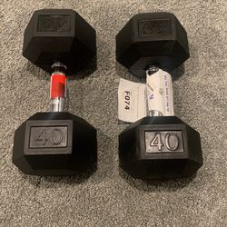 Weider 40 Lb Rubber Hex Dumbells