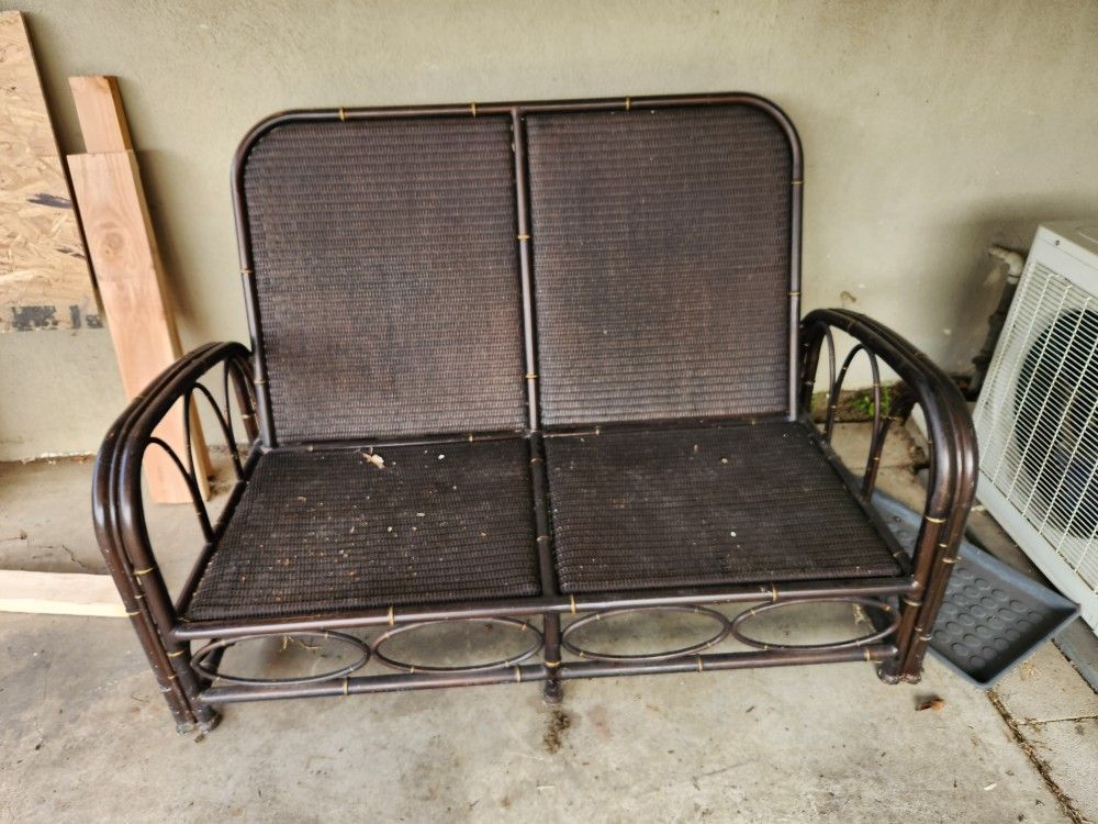 Boho Style Faux Ratten/ Wicker Loveseat