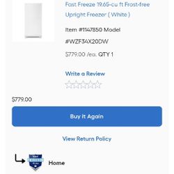 Upright Freezer 19.62 CU. With 3 Year Warranty 