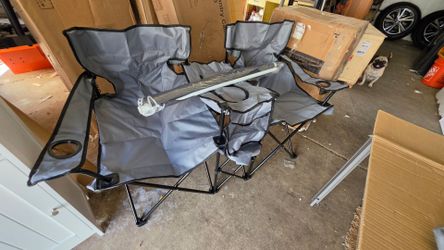 Double Folding Camp Chair with Center Console