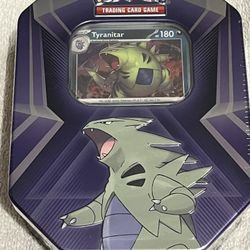 2024  POKEMON TRIPLE WHAMMY TIN FEATURING FOIL CARDS OF LAVITAR, PUPITAR, & TYRANITAR & 3 PACKS 