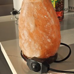 Himalayan Pink Salt Lamp - with Dimmer Switch & Wood Base