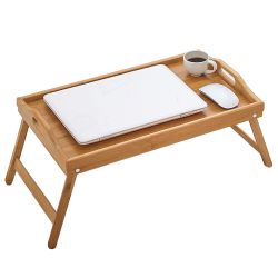 Bamboo Bed Tray Table With Folding Legs,Large Breakfast Tray 20×11 Inch,Multipurpose 