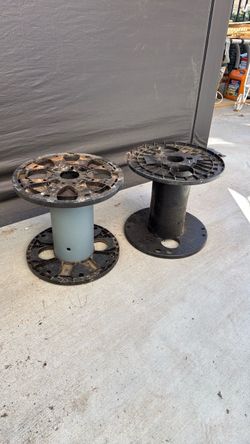 Plant stands, spools, stools, art projects