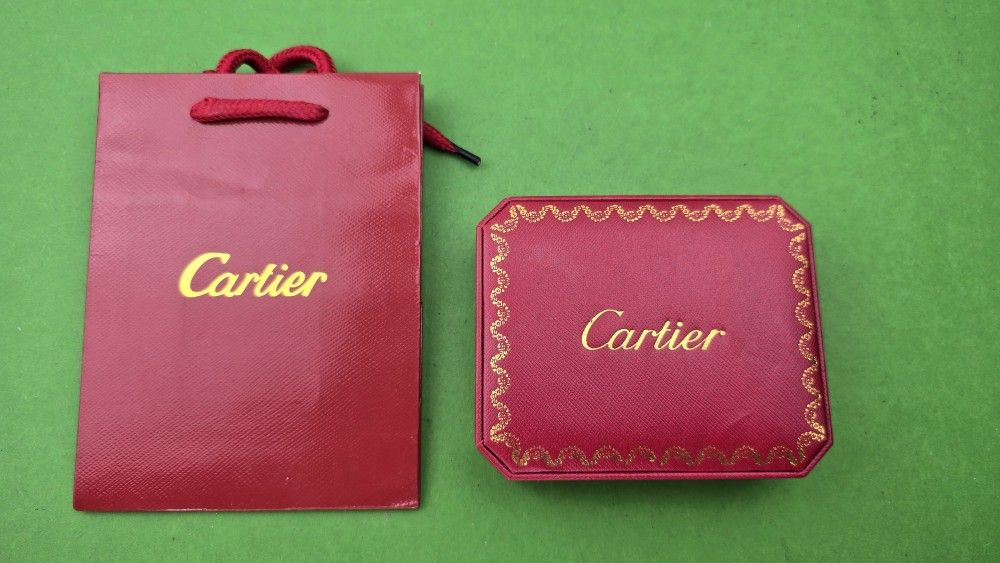 Empty Red And Gold Cartier Love Bracelet Storage Box Case And Matching Bag