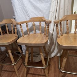 3 Solid Wood Bar Stools