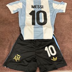 2025 Adidas retro Argentina Messi Kids Youth Soccer Jersey and Shorts Kit