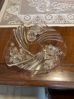 Beautiful Old Glass Holiday Christmas Dish