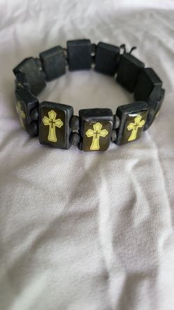 Stretch Bracelet with Yellow Cross Accents