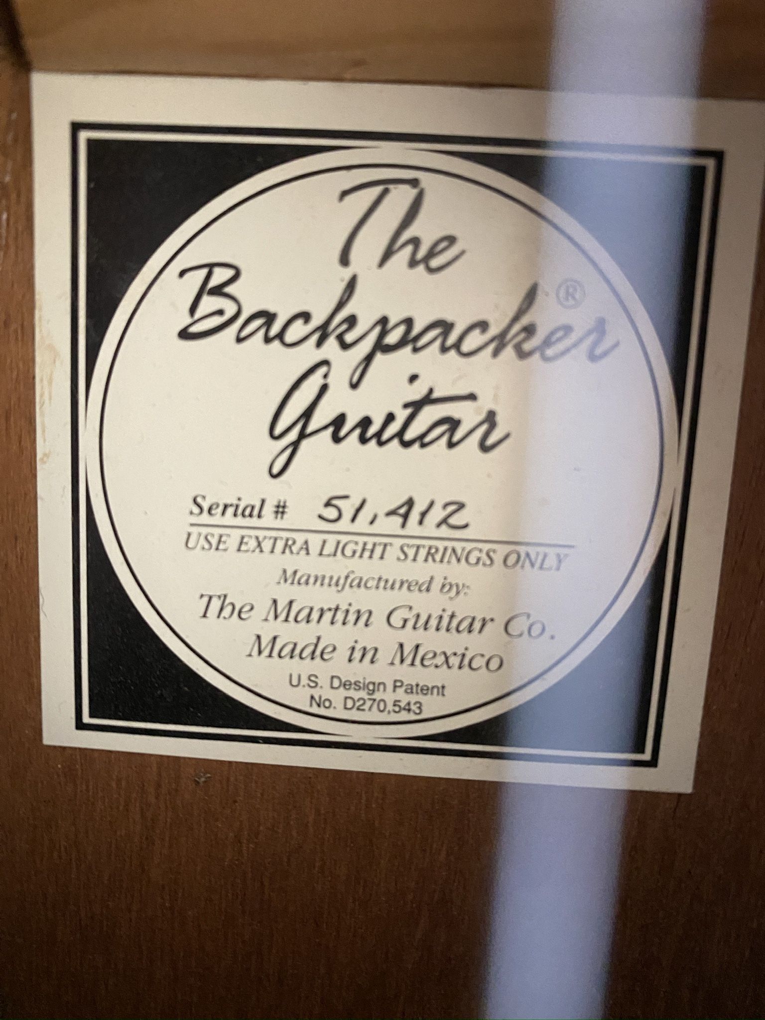 Martin Backpacker Steel String Travel Guitar – Early Model Vintage – #51412