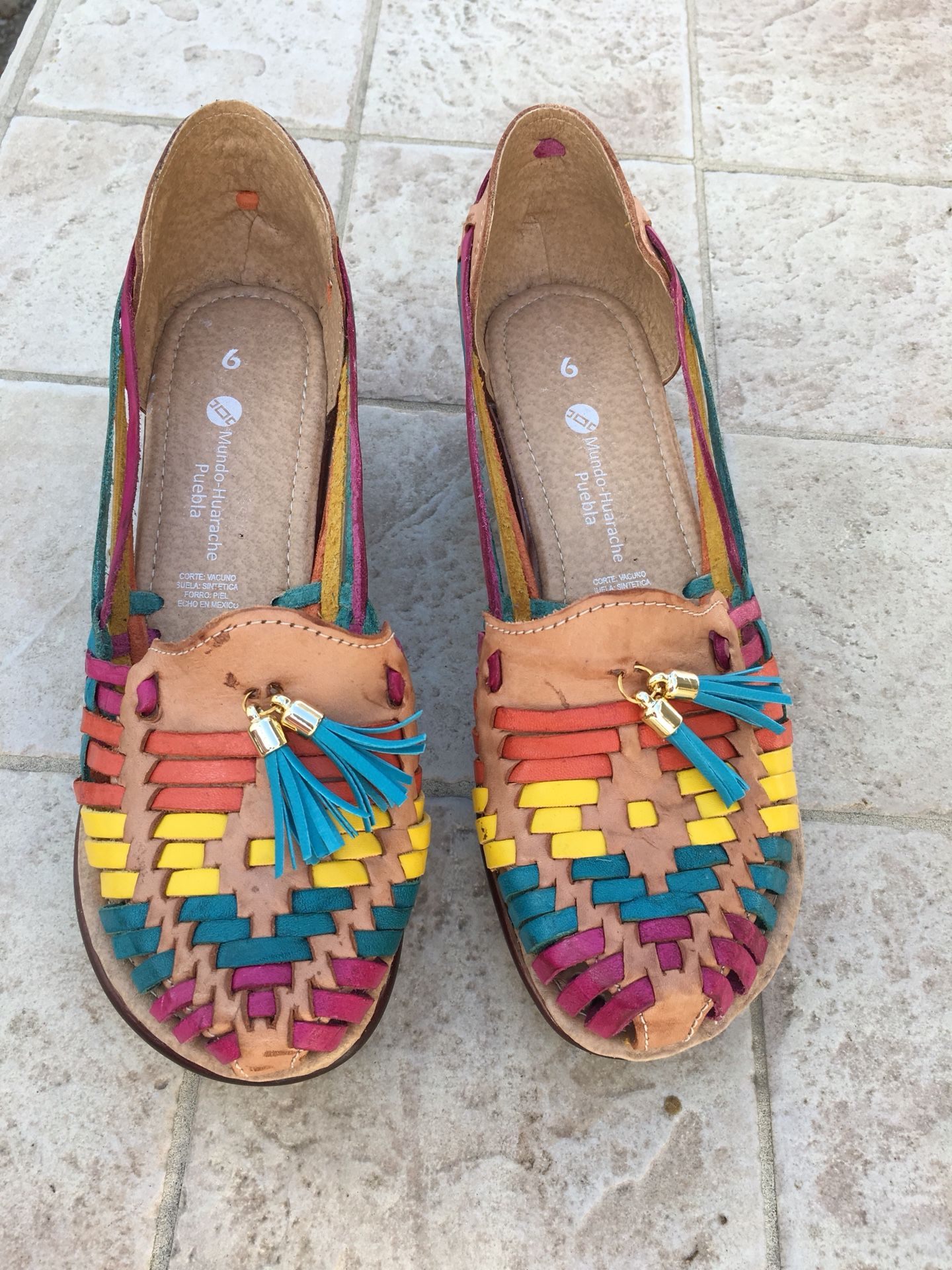 Womens leather guaraches from Mexico