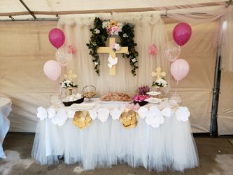 Bautismo candy table setup