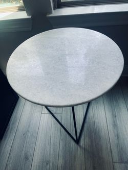 Round White Marble Top Coffee Table with Black Metal Base - 2FTTall
