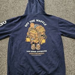 Vans Off The Waffle Graphic Hoodie Navy Blue Size Large