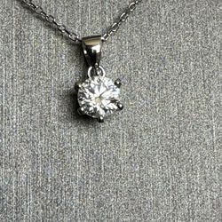925 Sterling Silver 1 CTTW Round Certified Moissanite Pendant 
