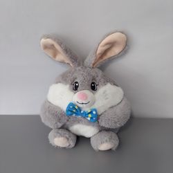 Bunny Rabbit Plush 7" Grey Easter Bow Tie American Greetings EUC