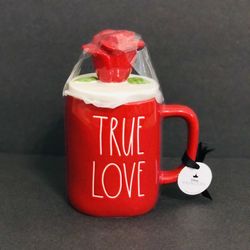 NEW Rae Dunn Red True Love Disney Princess Beauty & The Beast Topper Mug