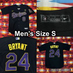 Kobe Bryant Los Angeles Dodgers #8 #24 Men's Small Black Purple Jersey KB Patch
