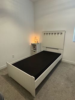 White Wood Twin Bed Frame
