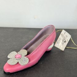 Kurt S. Adler Pink High Heel Shoe Ornament – Glitter Flower – Vintage Style- Christmas Decoration 