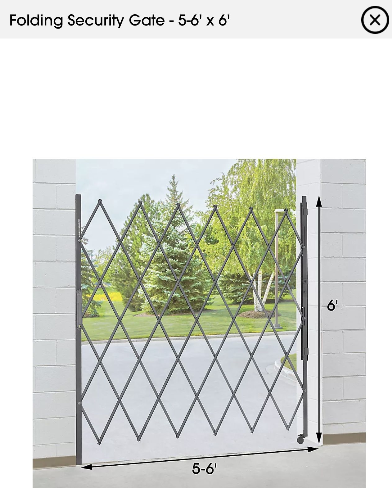 Uline Security Gate 5-6’ x 6’ H-3693 New