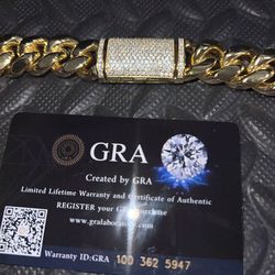 24” 18mm Gold Plated Stainless Steel Cuban Link Chain Moissanite Clasp