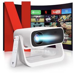 Smart Projector with WiFi 6 and Bluetooth Built-in Apps - 4K Support Portable Bedroom Mini Projector Native 1080P , 2025 New Auto Keystone & Zoom Home