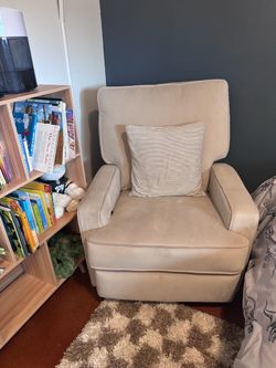 Tan/Beige Swivel Recliner or Nursery Chair