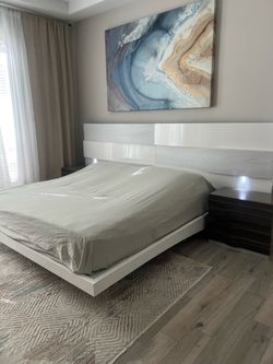 King size bed, and mattress