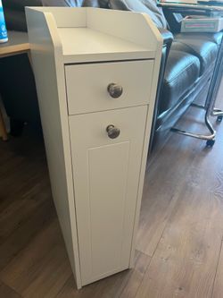 Slim White Storage Cabinet