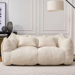 74”(Beige / Yellow) High Density Foam Injected Loveseat Sofa [NEW]  <No Assembly Req>