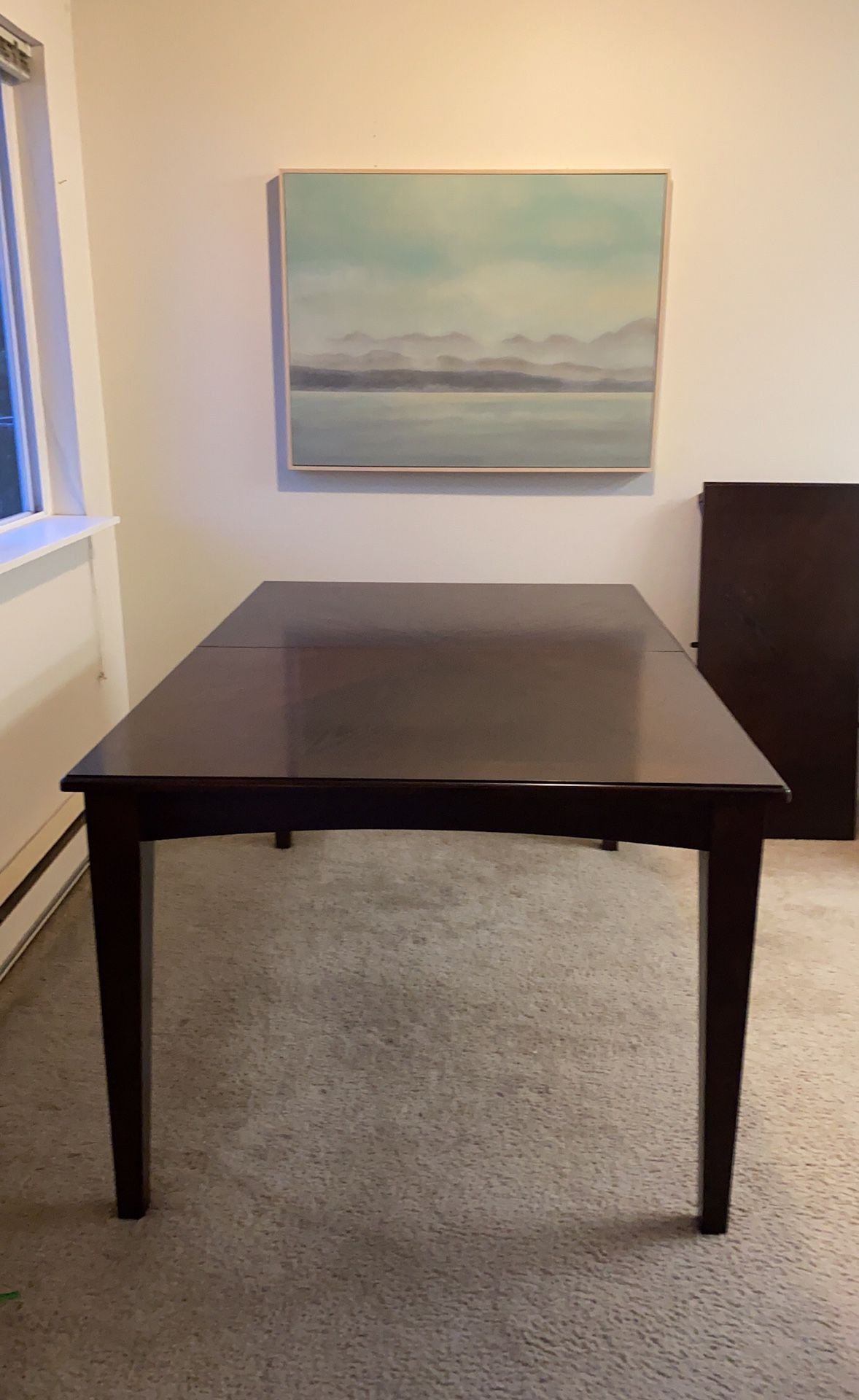 Gorgeous  Dark Stained 40x60 Dining Table With 18” Leaf