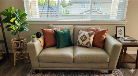 Beige leather sofa