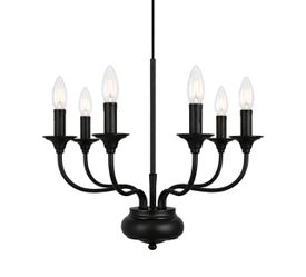 Brand new Modern Matte Black 6-Light Chandelier – Dimmable Hanging Light Fixture