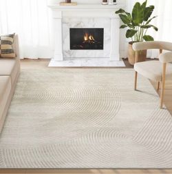 Abani Neutral Beige Area Rug | 8' x 10' Tan Geometric Carpet with Zen Circle Pattern | Rugs for Living Room, Bedroom, Office