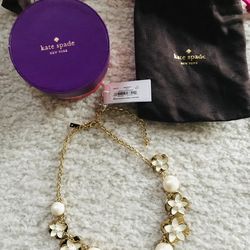New Kate Spade Flower Bouquet Cream Gold Floral Collar Necklace # o0ru1037