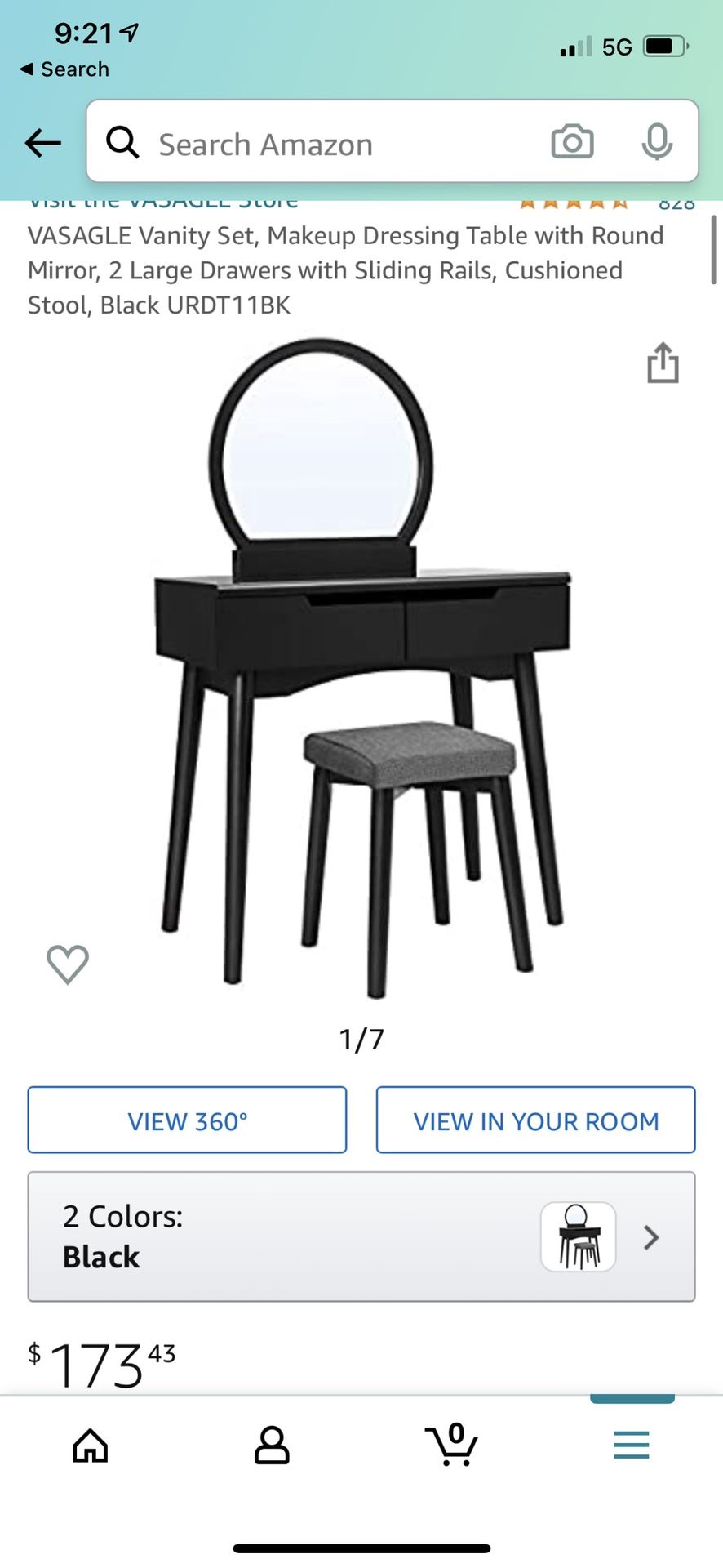 Vanity Set, Make Up Dressing Table With Round Mirror