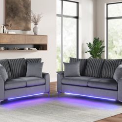 Celina Charcoal-2pc Sofa And Loveseat Set 🔥👀💕🚛✅