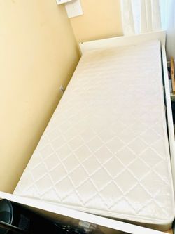 Twin Size Bed Sets (Mattress, white Bedframe, Slat)