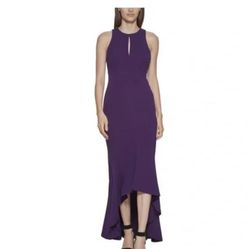 Calvin Klein Women Ruffled Long Sleeveless Evening Dress, Party Dress