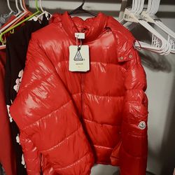 MONCLER Red Puffer Jacket Size L 