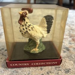 Country Collections Hand Crafted Poly Stone Rooster 3” NIB