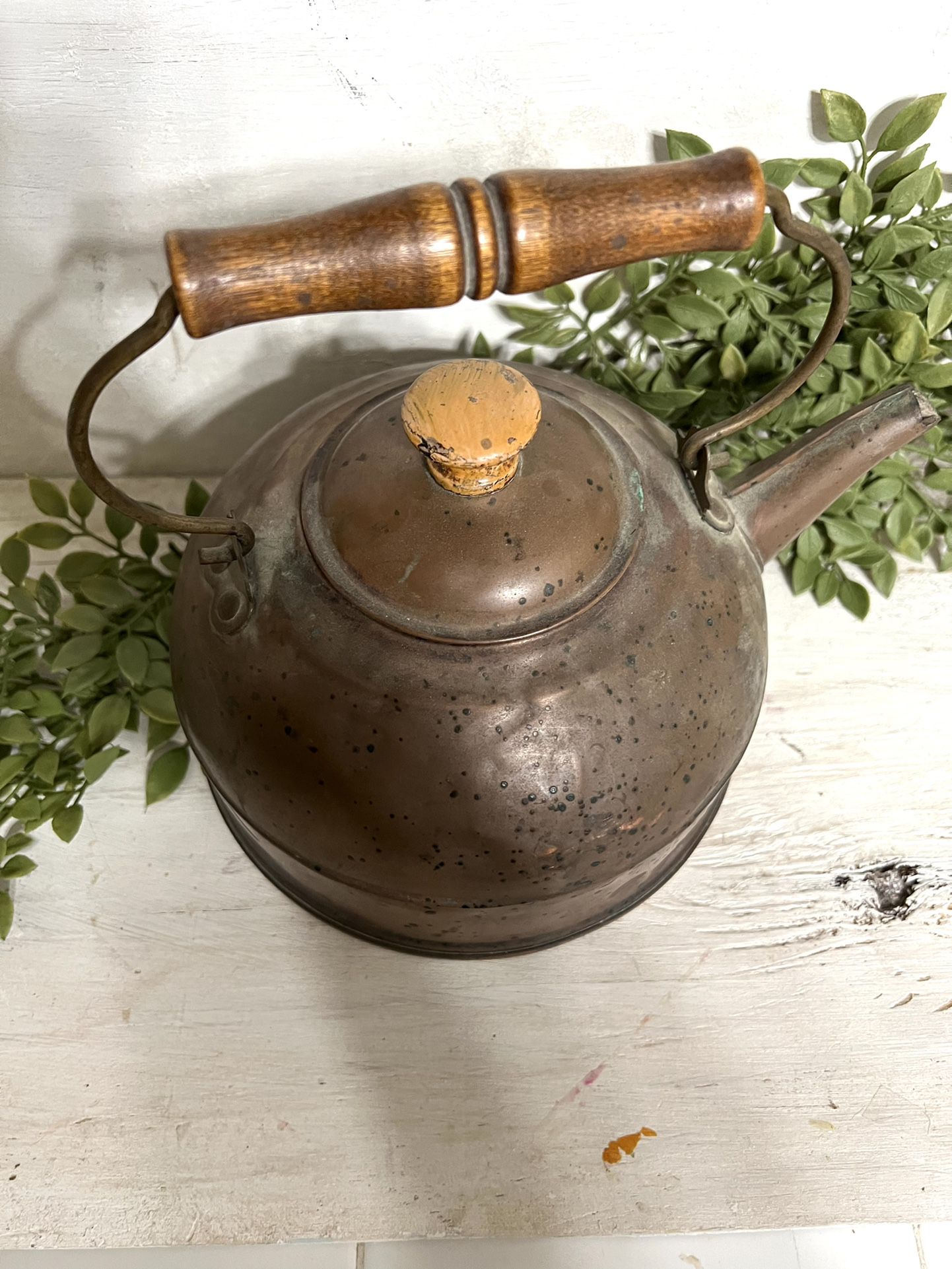 Vintage Patina Tea Kettle Decor 