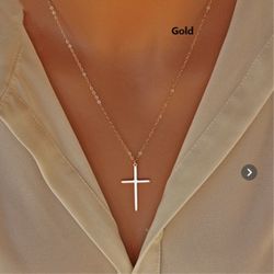 Simple Silver Cross Necklace 